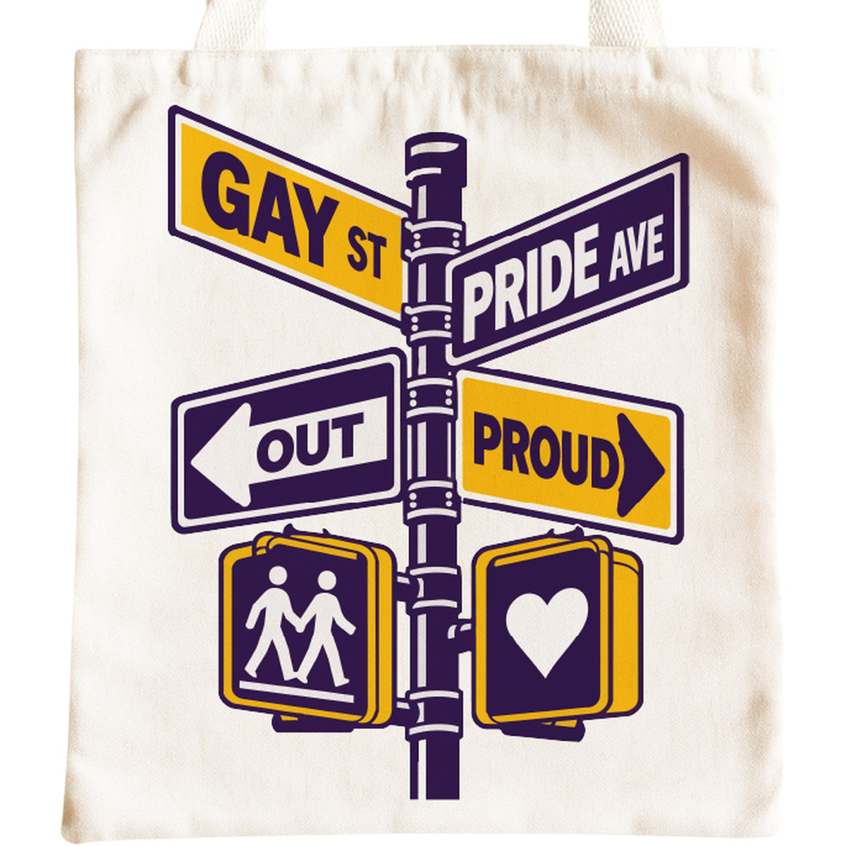 Gay St and Pride Ave street sign tote bag