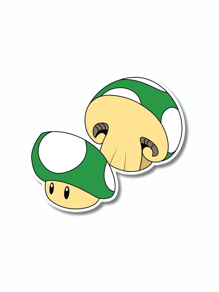Mushroom 1Up Inspired By Super Mario Brothers Sticker - Queerky