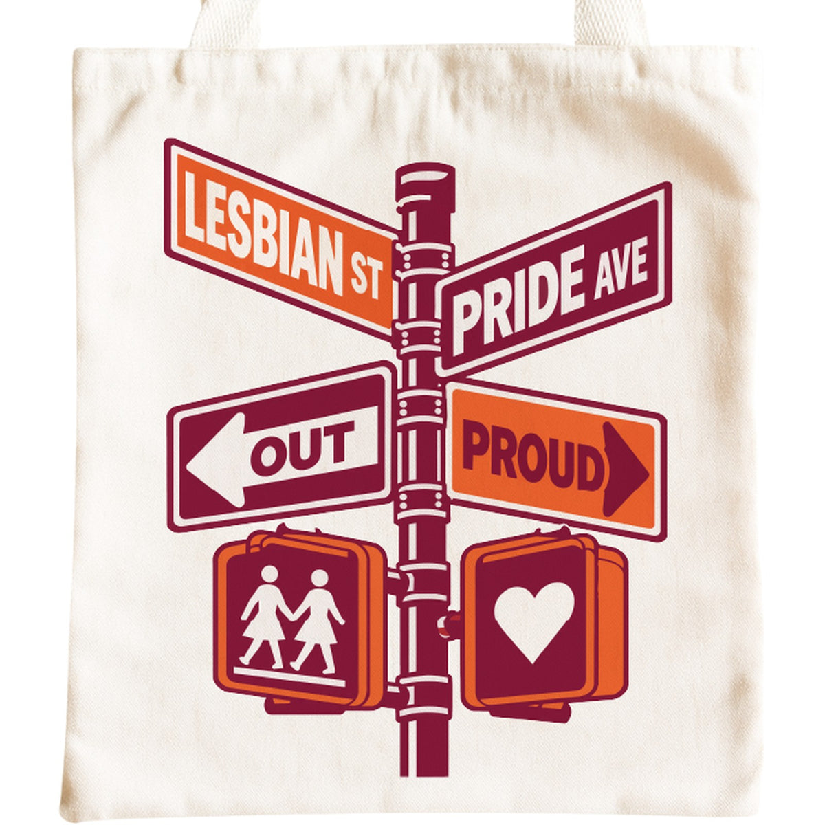 Lesbian St and Pride Ave street sign tote bag