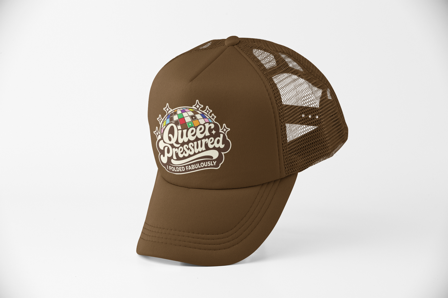 Queer Pressure Disco Ball Trucker Hat – Pride Gift