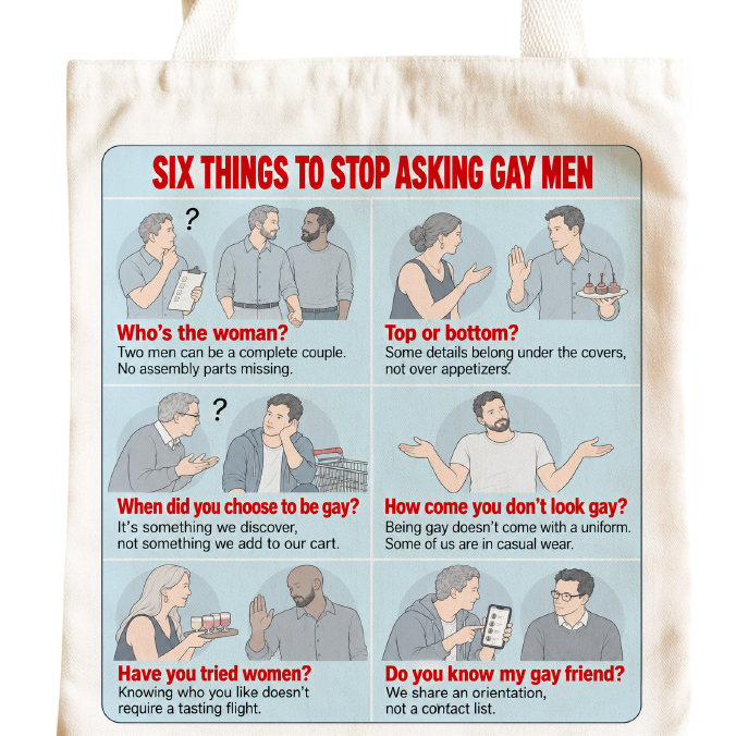 Six Things to Stop Asking tote bag - Gay design