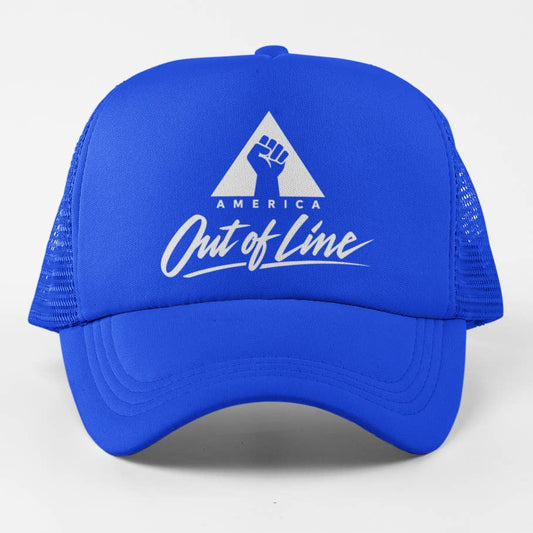 America Out of Line Trucker Hat - royal blue