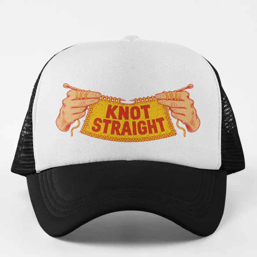Knot Straight Funny Queer Knitting Trucker Hat