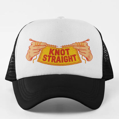 Knot Straight Funny Queer Knitting Trucker Hat