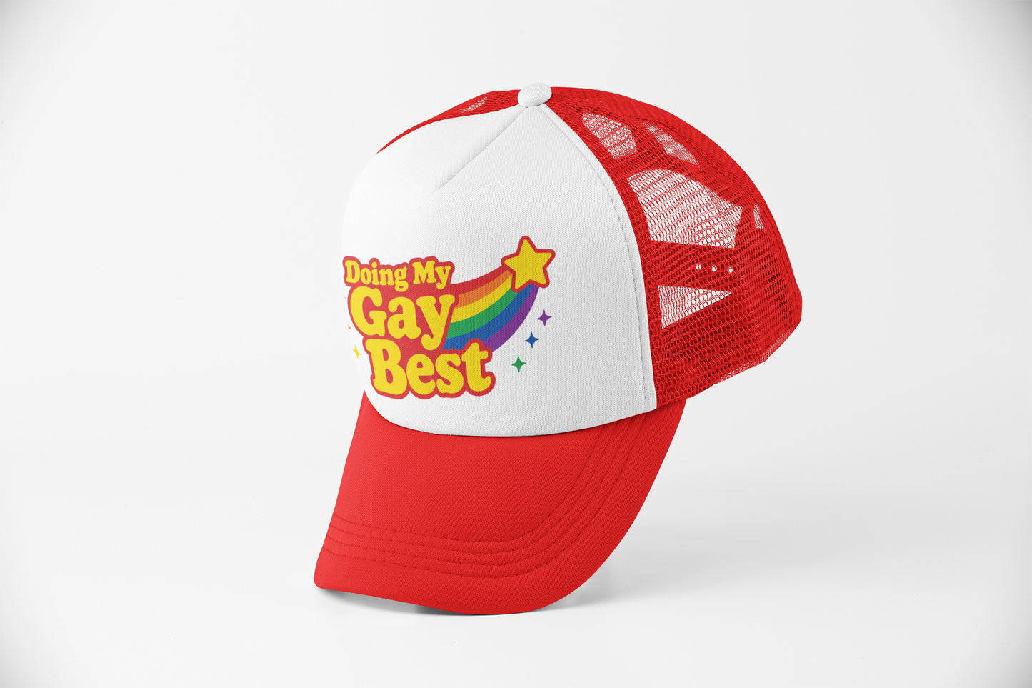 Doing My Gay Best Rainbow Trucker Hat (Choose color)