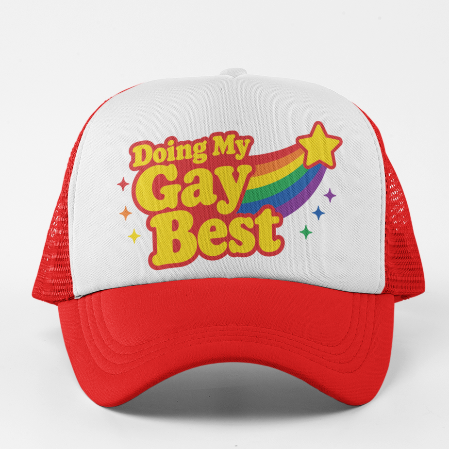 Doing My Gay Best Rainbow Trucker Hat (Choose color)