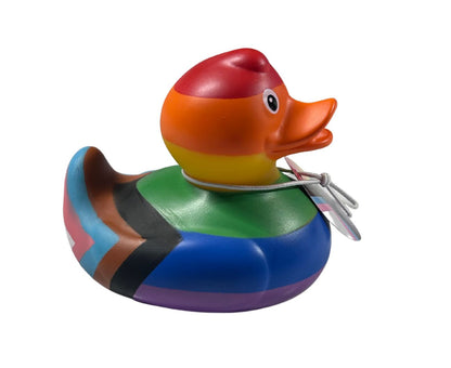 Hand-Painted Progress Pride Rubber Ducky | Queer Duck Collectible Toy