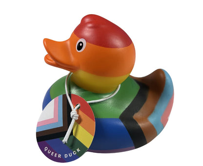 Hand-Painted Progress Pride Rubber Ducky | Queer Duck Collectible Toy