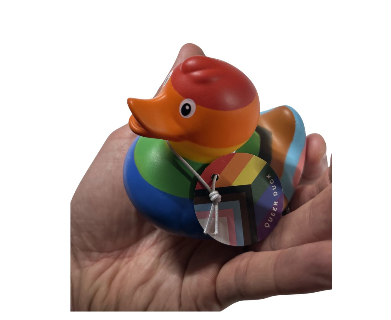 Hand-Painted Progress Pride Rubber Ducky | Queer Duck Collectible Toy