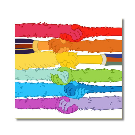 Fuzzy Rainbow Arms Vinyl Sticker