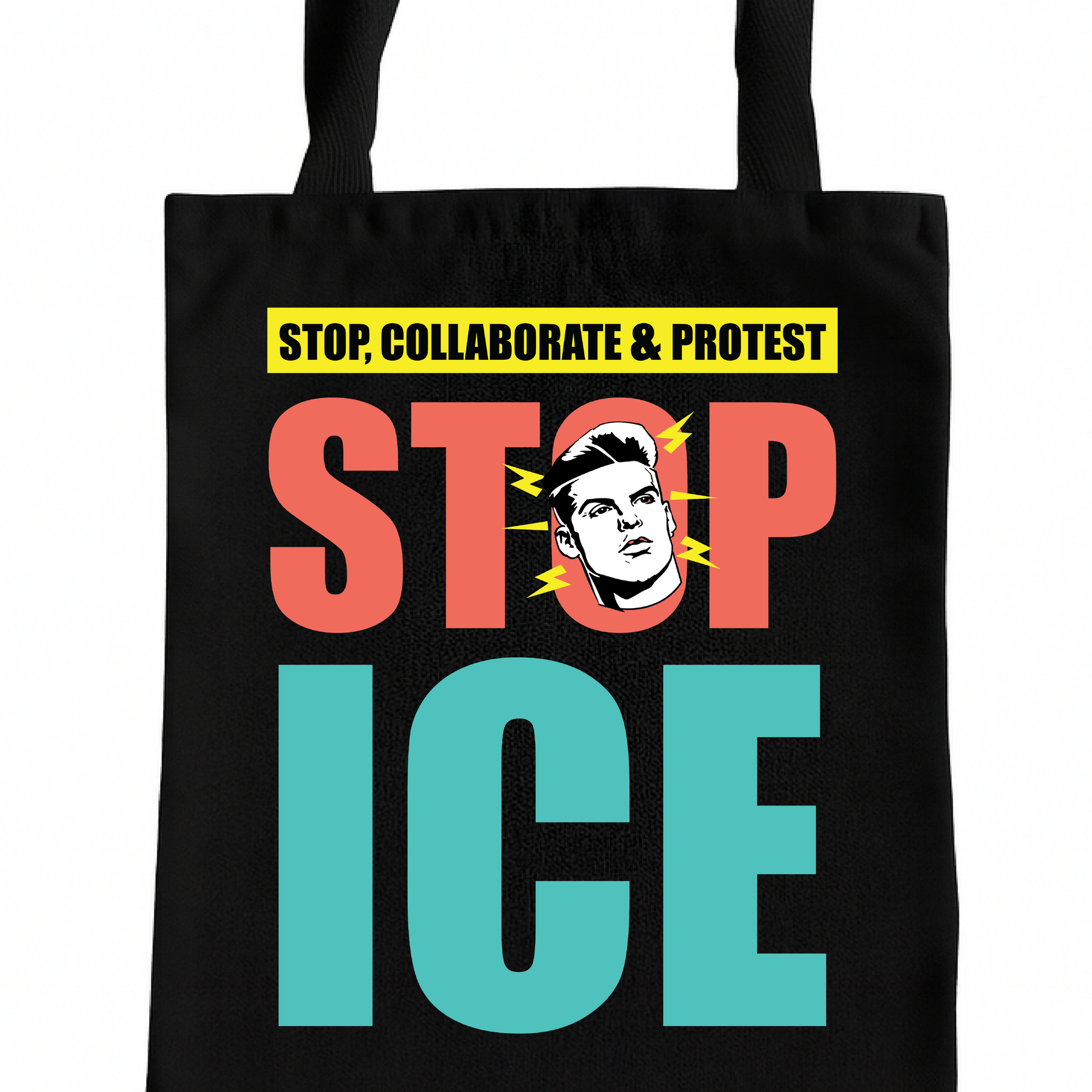 Stop, Collaborate & Protest Anti‑ICE Tote Bag